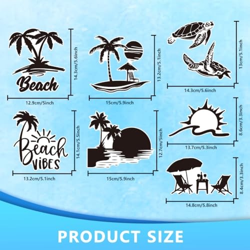 7pcs Reflective Car Sticker Ocean Beach Car Accessories Vehicles Summer Theme