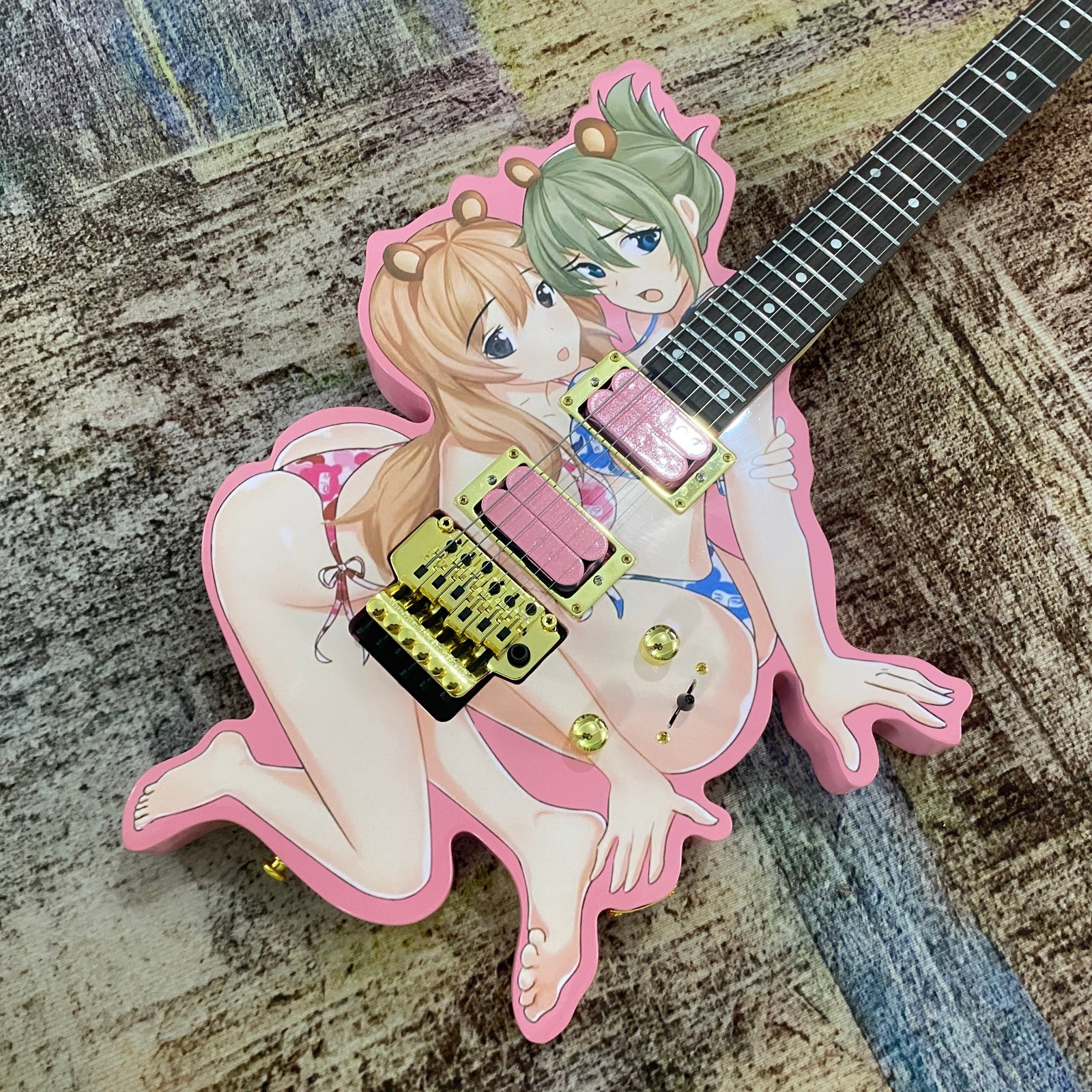 Anime&Manga beautiful girl shaped Electric Guitar Tremolo HH Pickups 24Frets