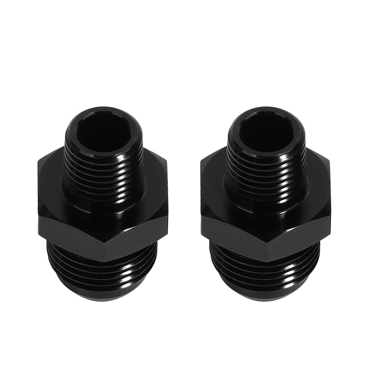 3/8" NPT to 6AN Fitting Male Straight Fittings Adapter Aluminum Black 2Pcs