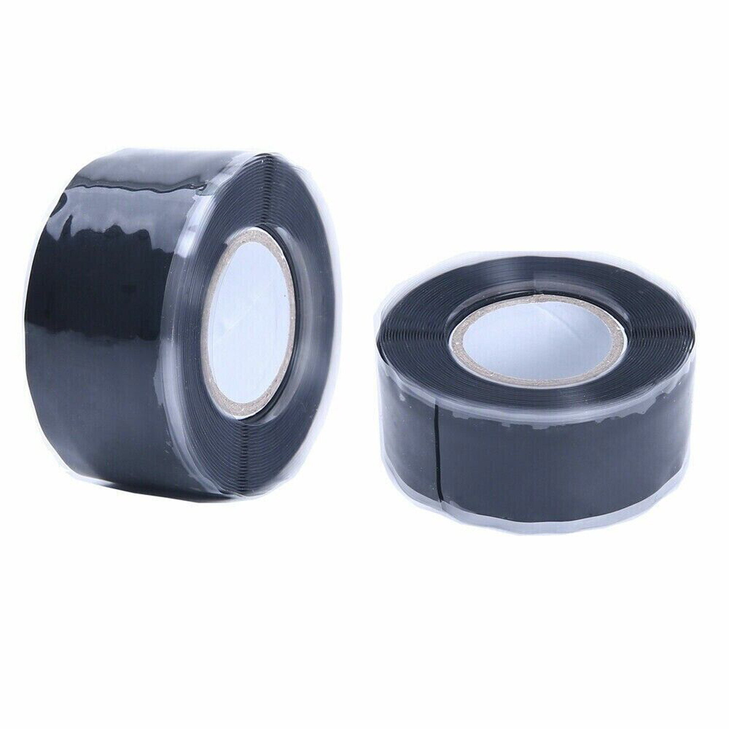 2pcs Black Rubber Silicone Repair Waterproof Adhesive Tape Rescue Self Fusing
