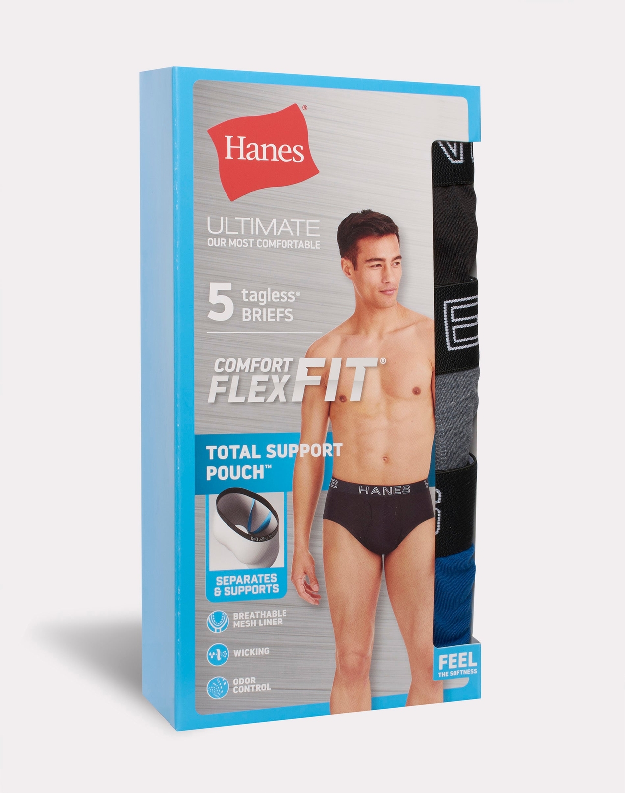 Hanes Ultimate Comfort Flex Fit Men's Briefs with Total Support Pouch, 5-Pack