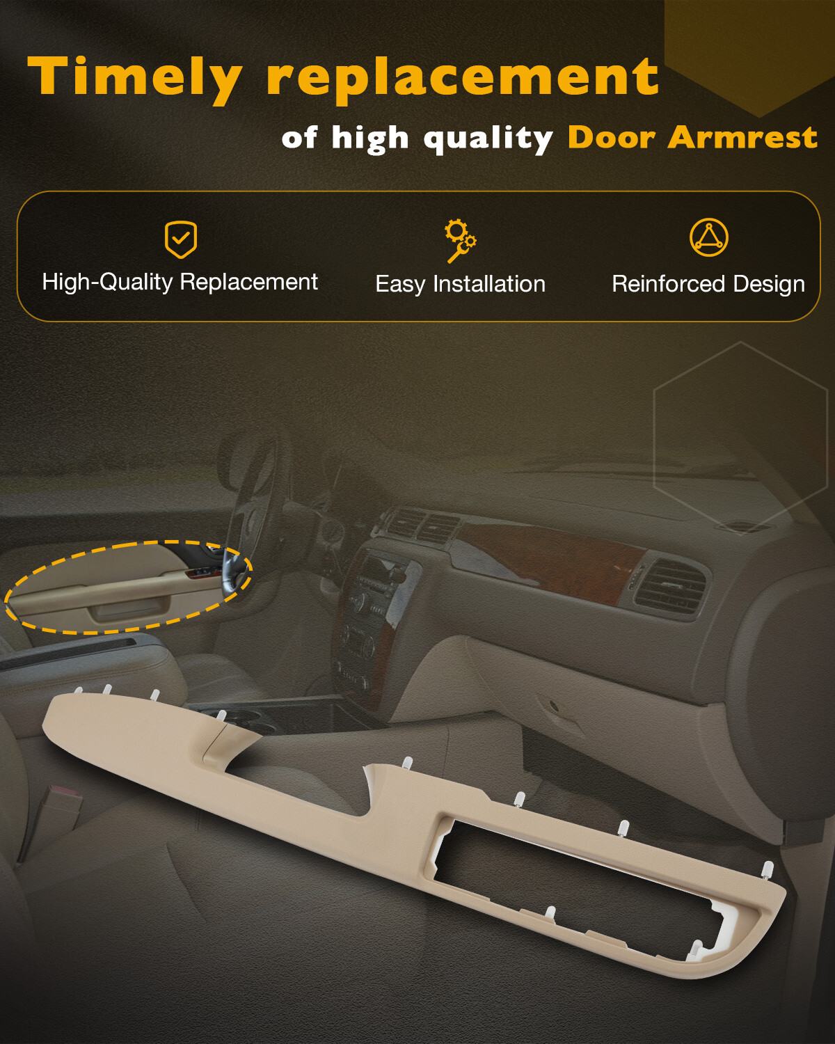 Driver Armrest Repair Set For 10-14 Chevy Silverado GMC Sierra 1500 2500 3500 HD