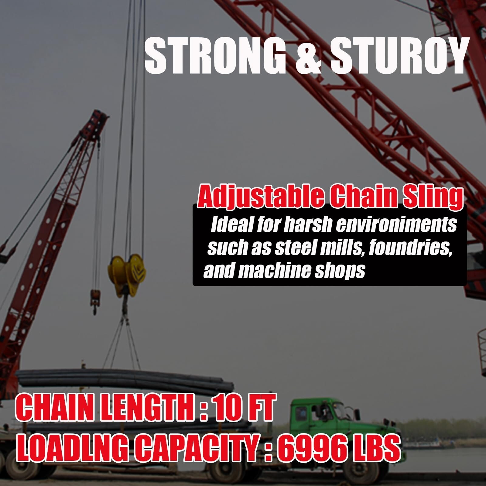 FITHOIST Adjustable Chain Sling, 3.18 T G80 Alloy Steel 2 Way Chain Slings