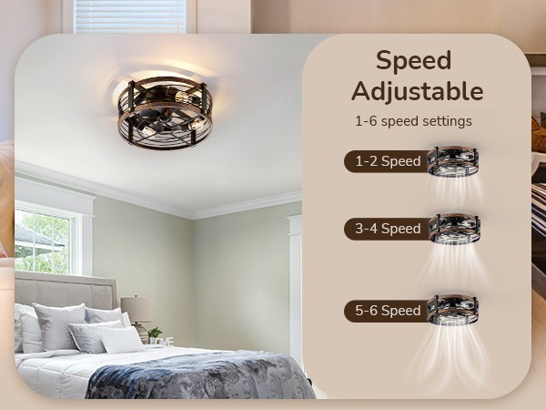 EDISHINE Pre-Assembled Ceiling Fan with Light & Remote 21" Flush Mount Farmhouse