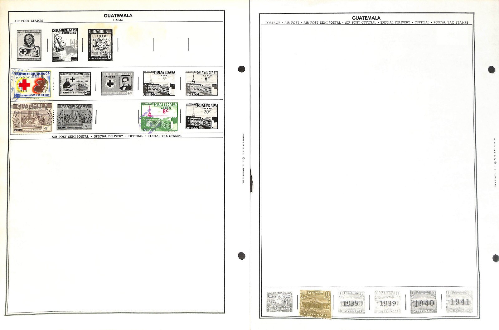 Guatemala Stamp Collection on 25 Harris Pages, 1902-1986 (BH)