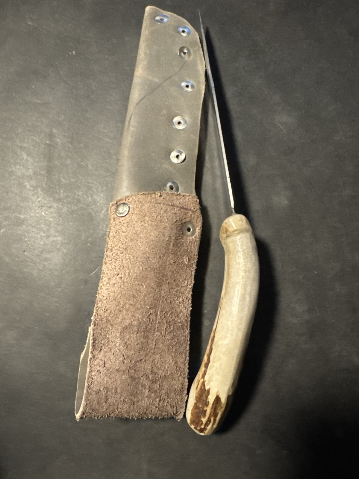 Vintage Bone Handle Antler Knife Stag Silver 6” Blade