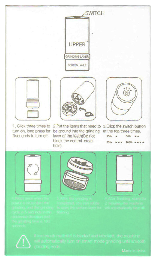 Electrical Metal Grinder Automatic Tobacco Herb Crusher Black *USA SELLER