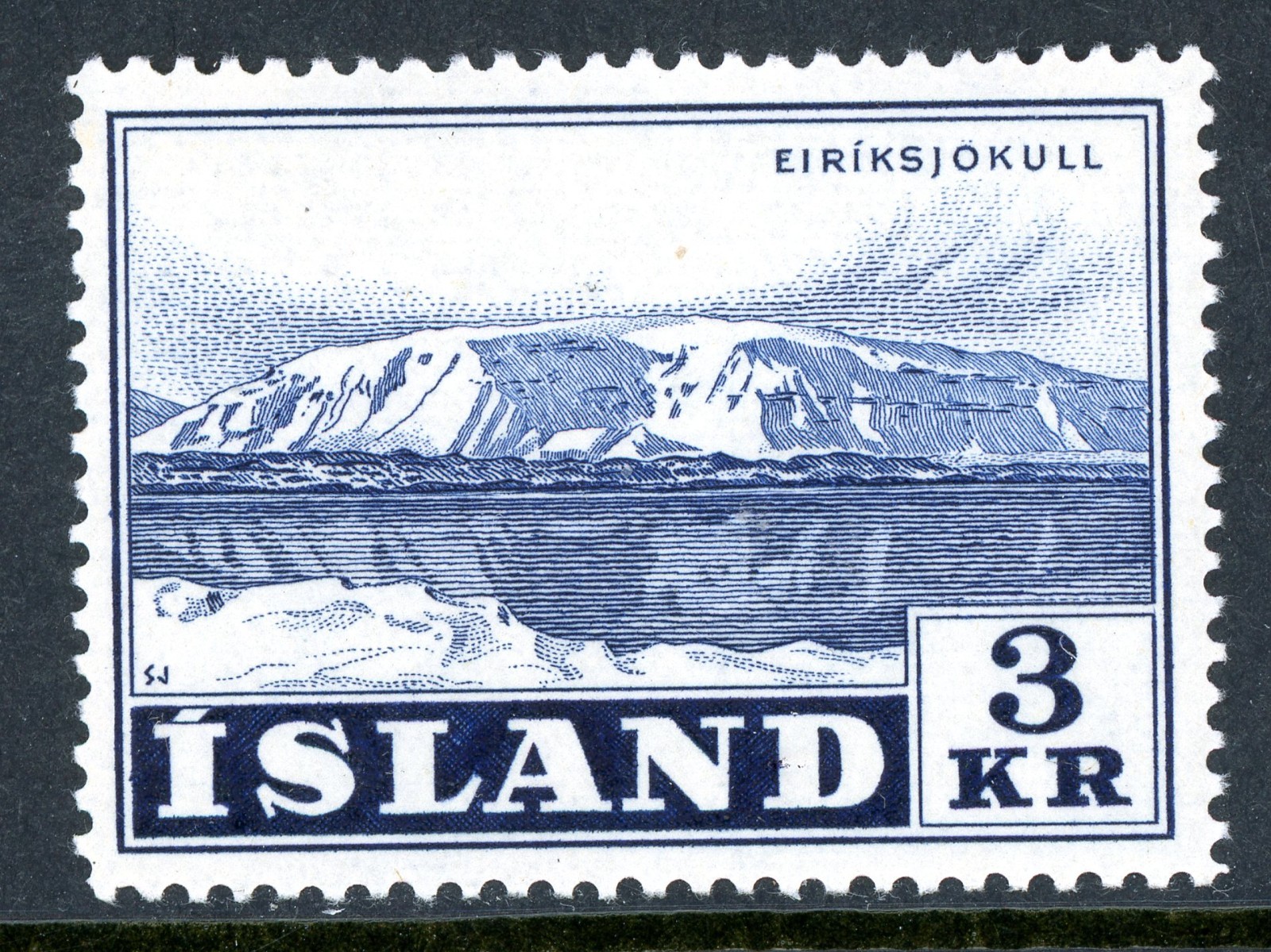 Iceland 1957 Glacier 3Kr Blue Scott #303 Mint Non Hinged T103
