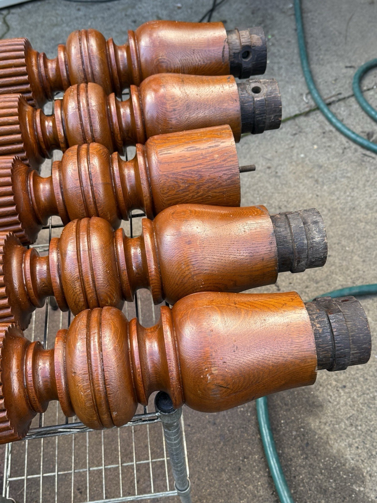 5x Exquisite Antique Wood Fluted Turned Carved Table Legs Victorian Vintage