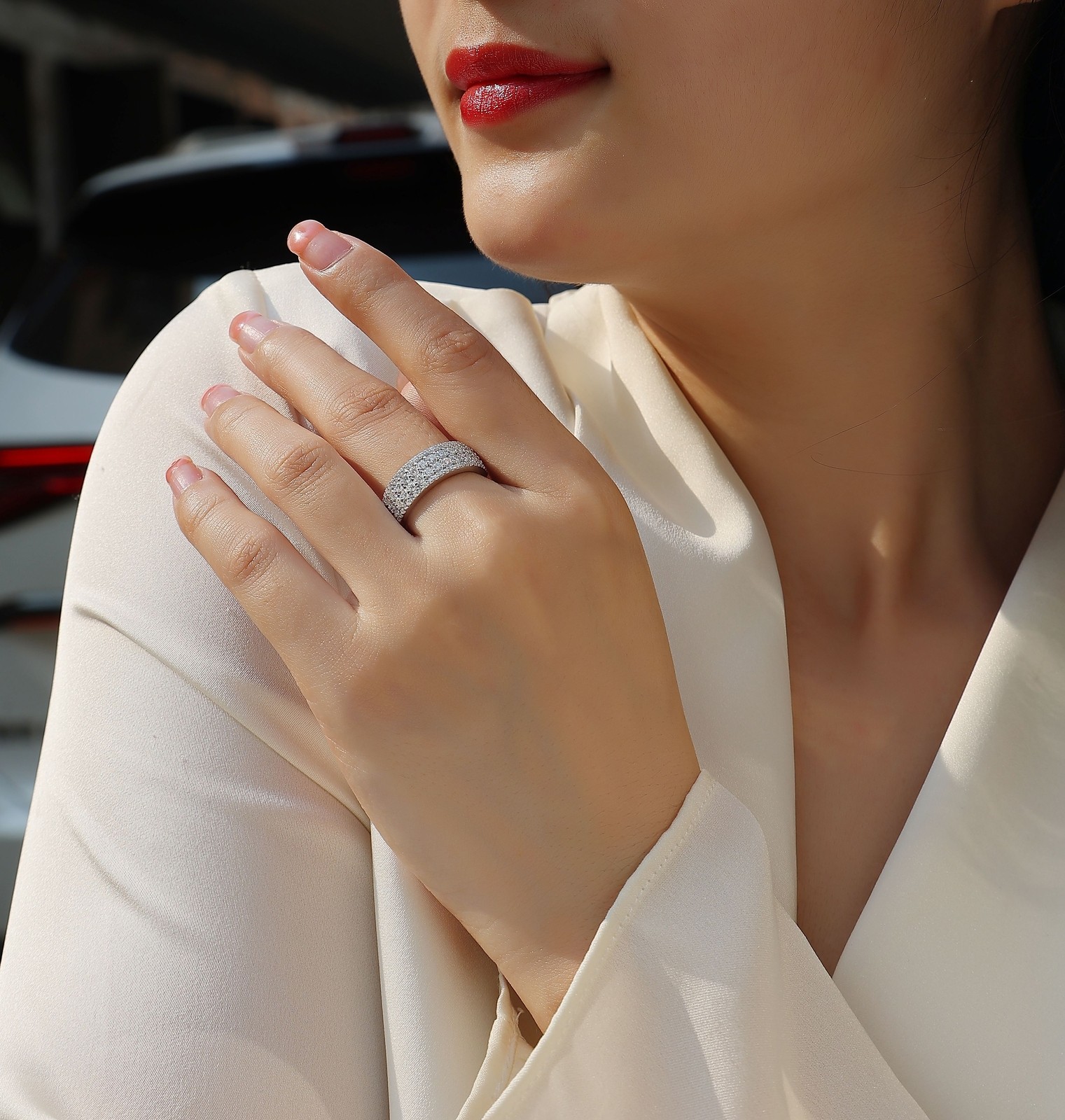 Wedding Band Ring 925 Sterling Silver Great Gift for Women REAL VVS1 Moissanite