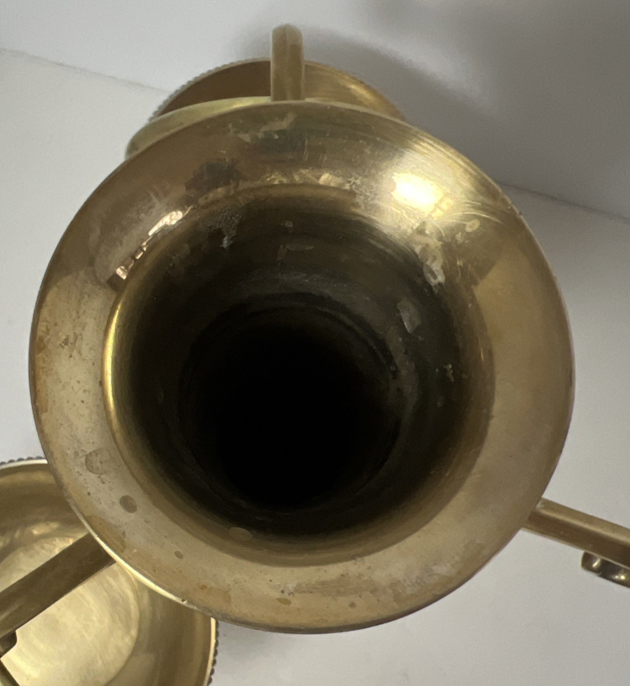 Antique Victorian Epergne Stand Gilt Silverplate Nickel 3 Hanging Bowls 11.5"