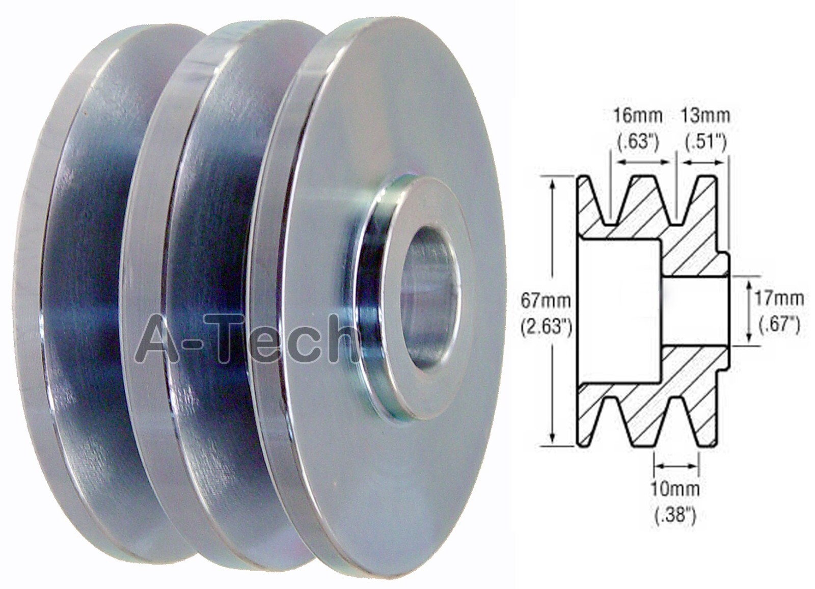 2 Groove Steel Alternator Pulley For GM Delco Ford Hot Rod 10DN 10SI 12SI 15SI