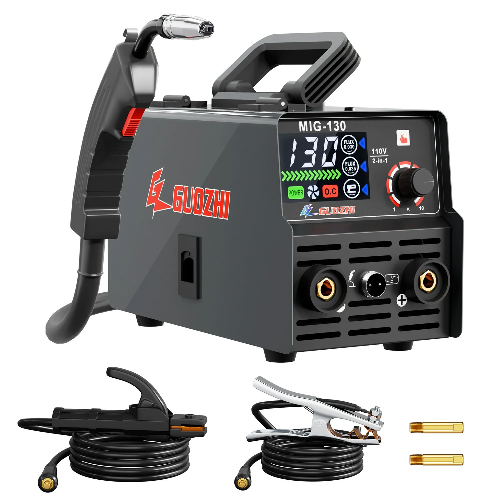 GZ GUOZHI MIG-130 110V 2 in 1 Gasless Flux Core MIG/Stick Welding Machine, 37.3