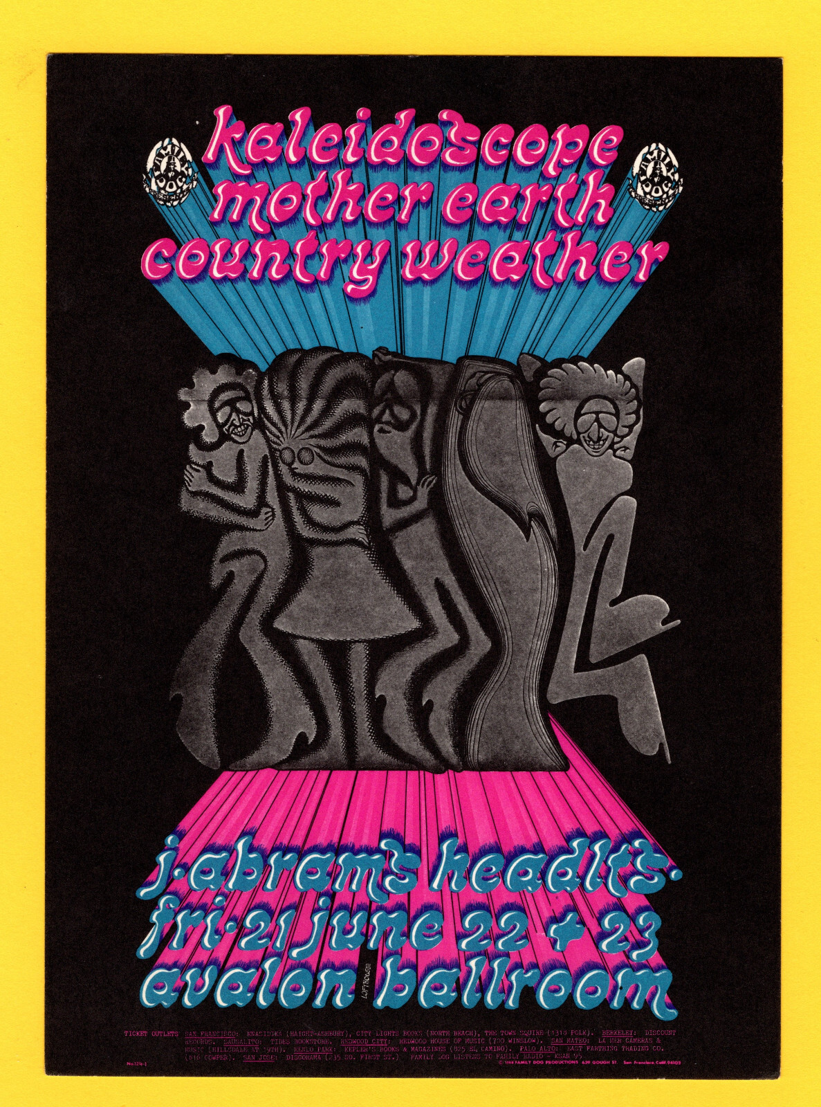 KaLeidoScope AVaLon BaLLrOOm FamiLY Dog FD124 1968 PoStcard