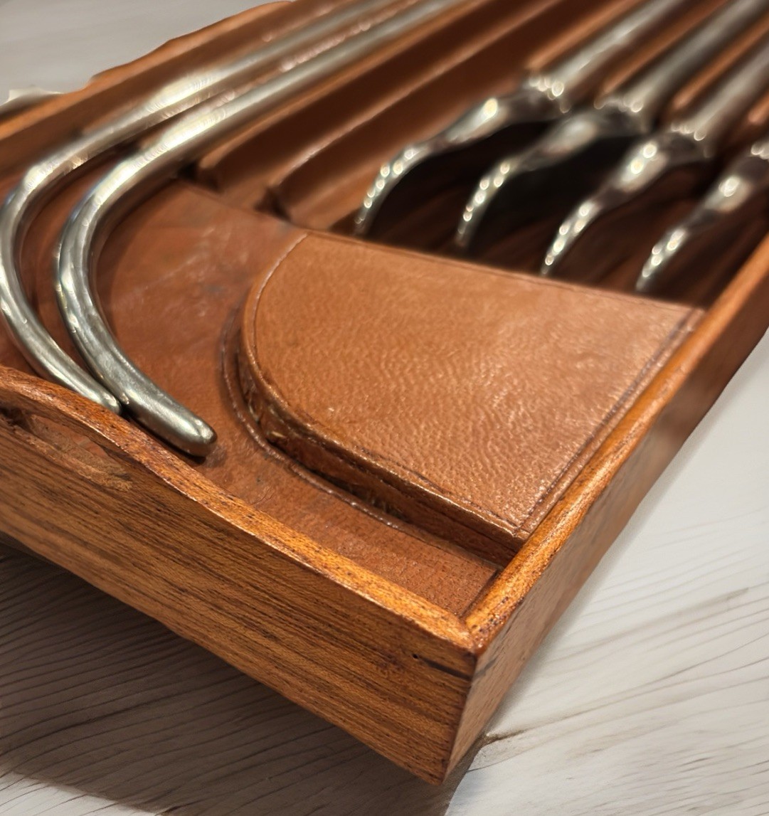 Antique W.F. Ford Surgical Dilator Set Wooden Leather Case c1900