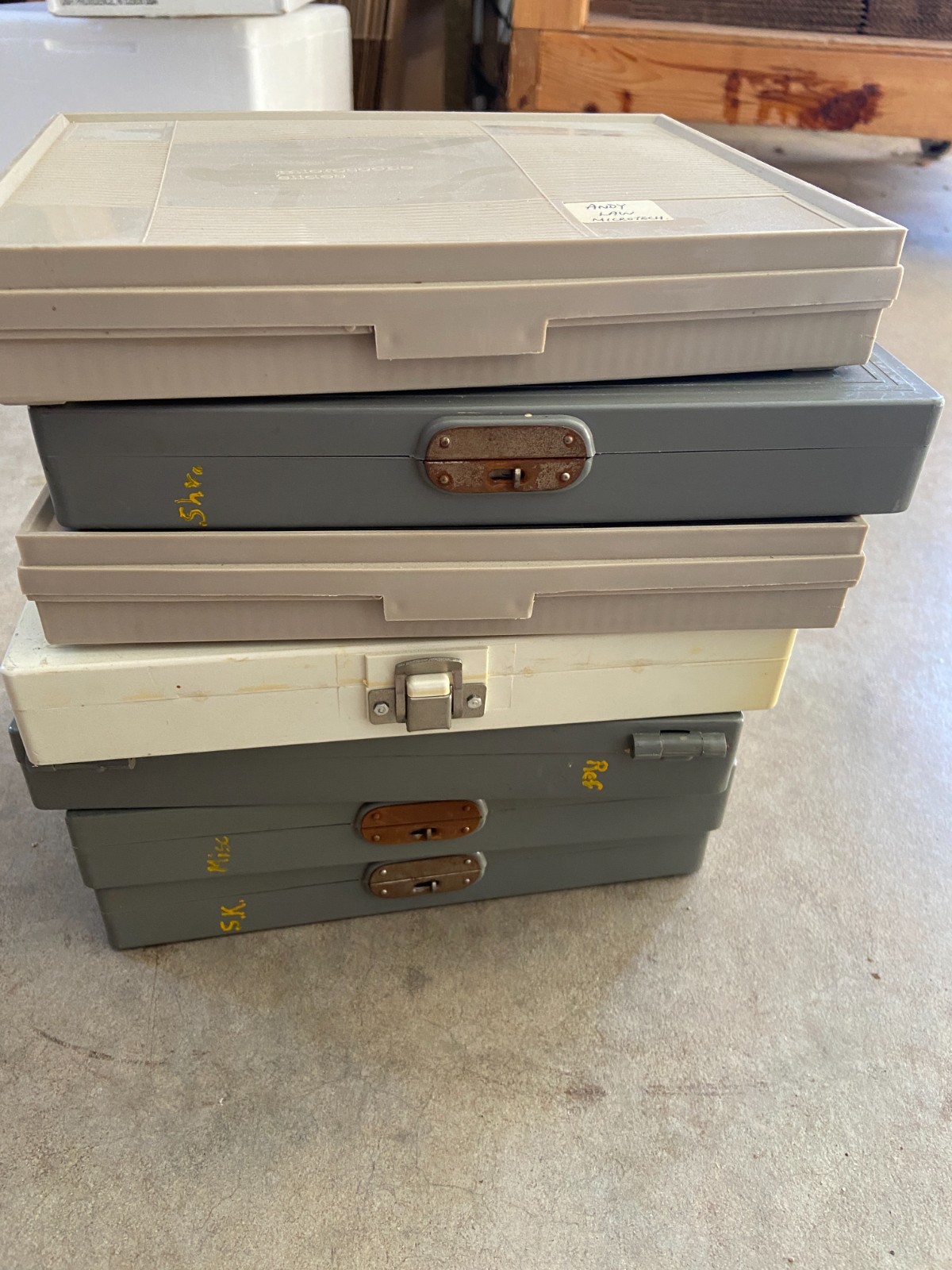 Vintage Gray Plastic Microscope Slide Storage Box holds 100 Glass Slides - Qty 7