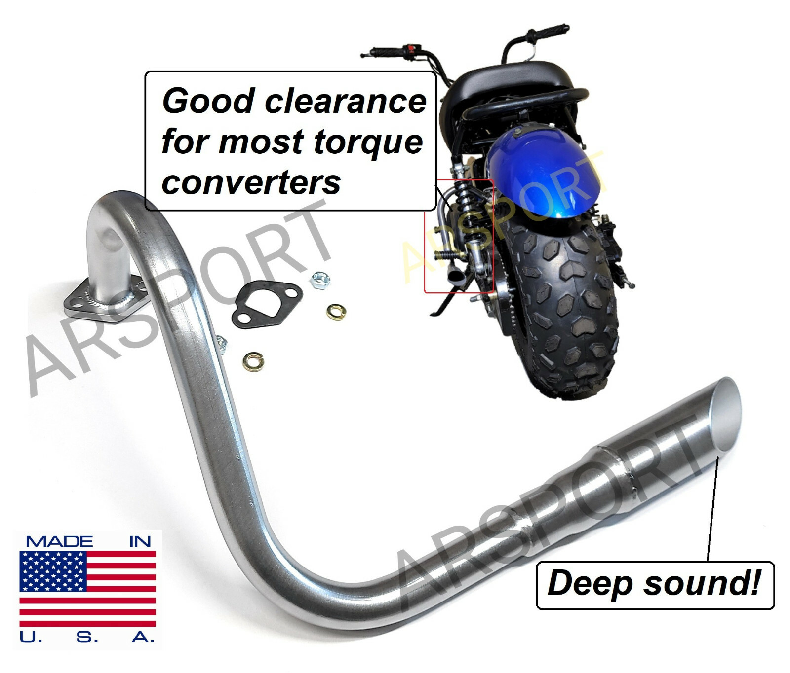 Exhaust Pipe Header For Predator 212 / 224cc, Most Torque converter compatible.
