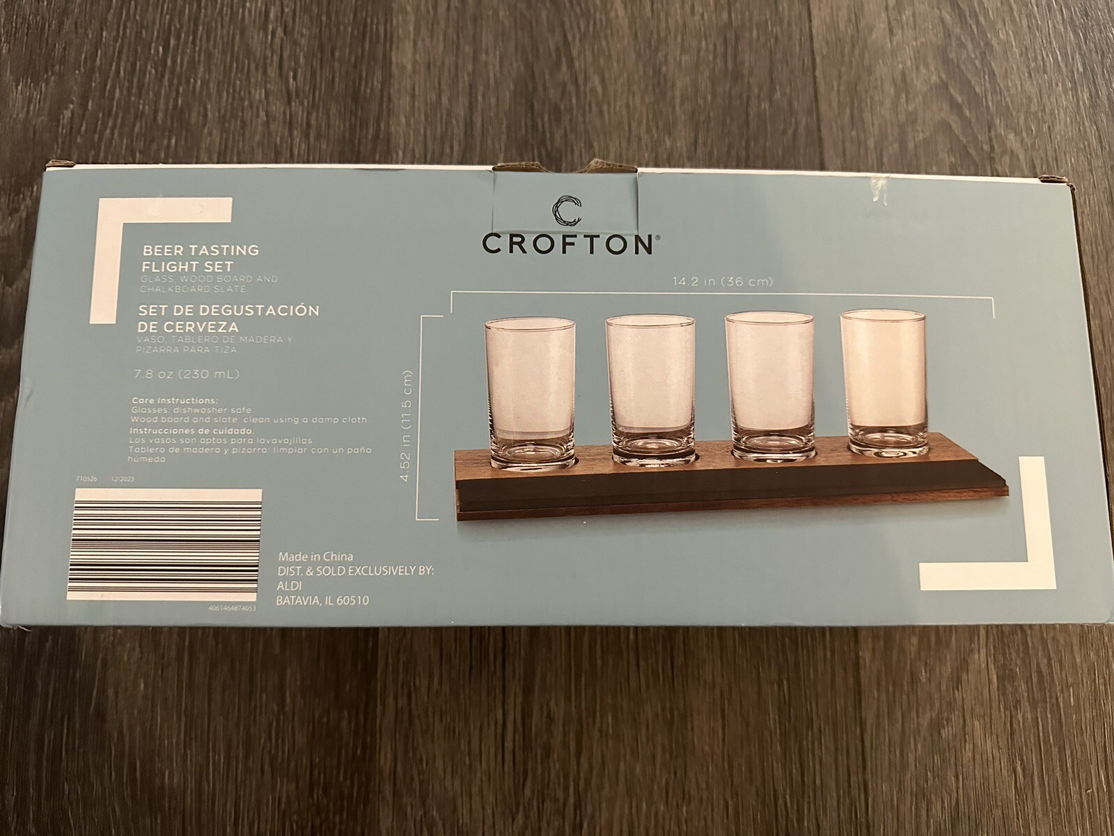 5-Piece Set Glass Pub Style Beer Flight Tasting Sampler Set Glasses w/ Wood Base