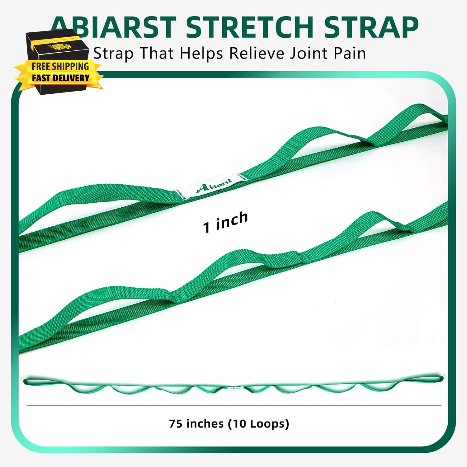 Stretching Strap Yoga Straps for Physical Therapy, 10 Loops Non-Elastic Stretch