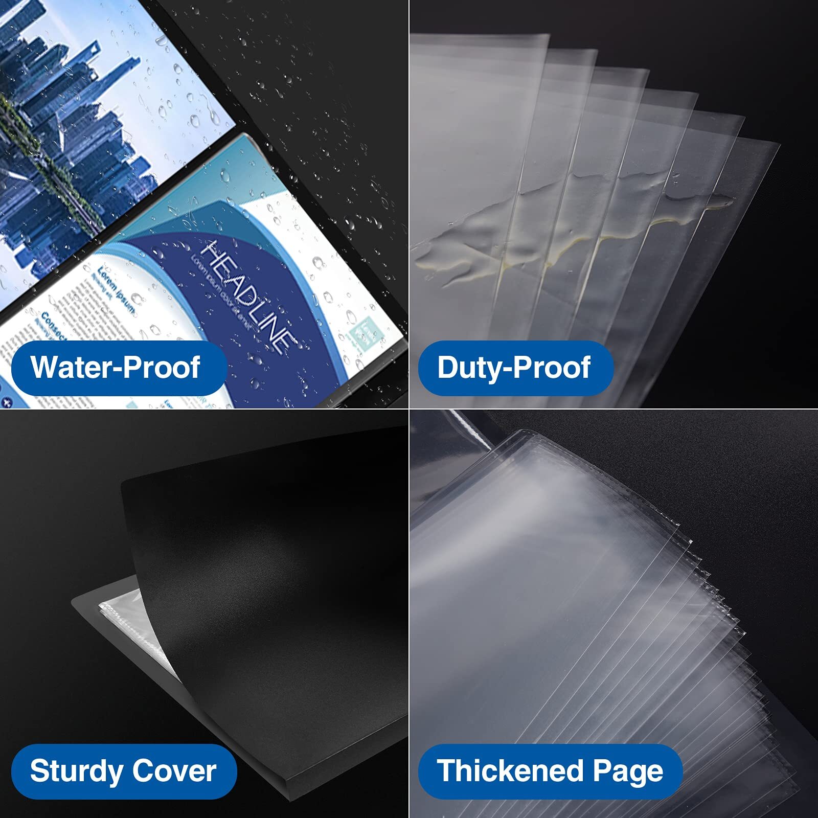 30-Pocket Art Portfolio Binder – 9x12 Black, Display 60 Pages, Presentation Book