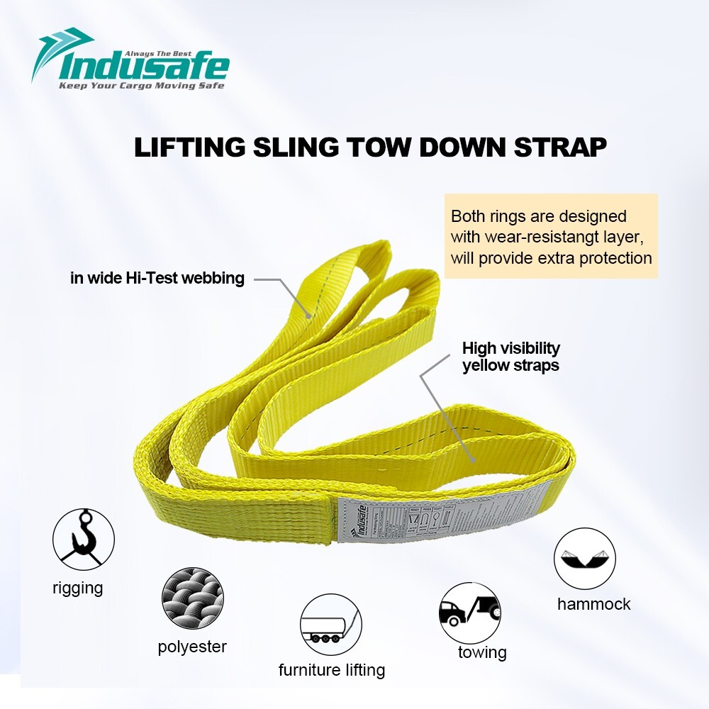Indusafe 1" x 3' Polyester Lifting Slings Strap, Twist Eye Web Slings 1600LBS