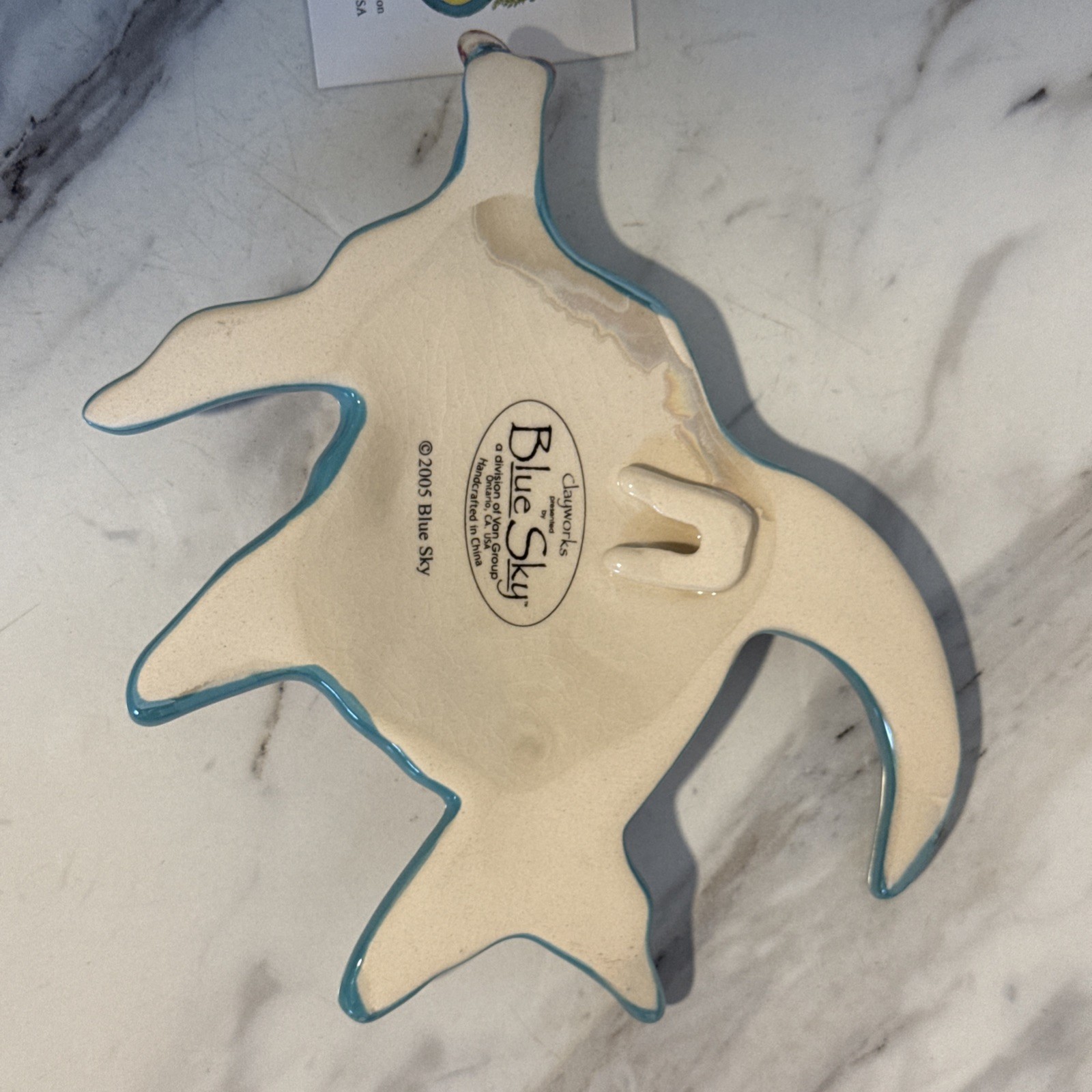 Clayworks Blue Sky Ceramic Angel Fish Wall Plaque Art Small Heather Goldminc