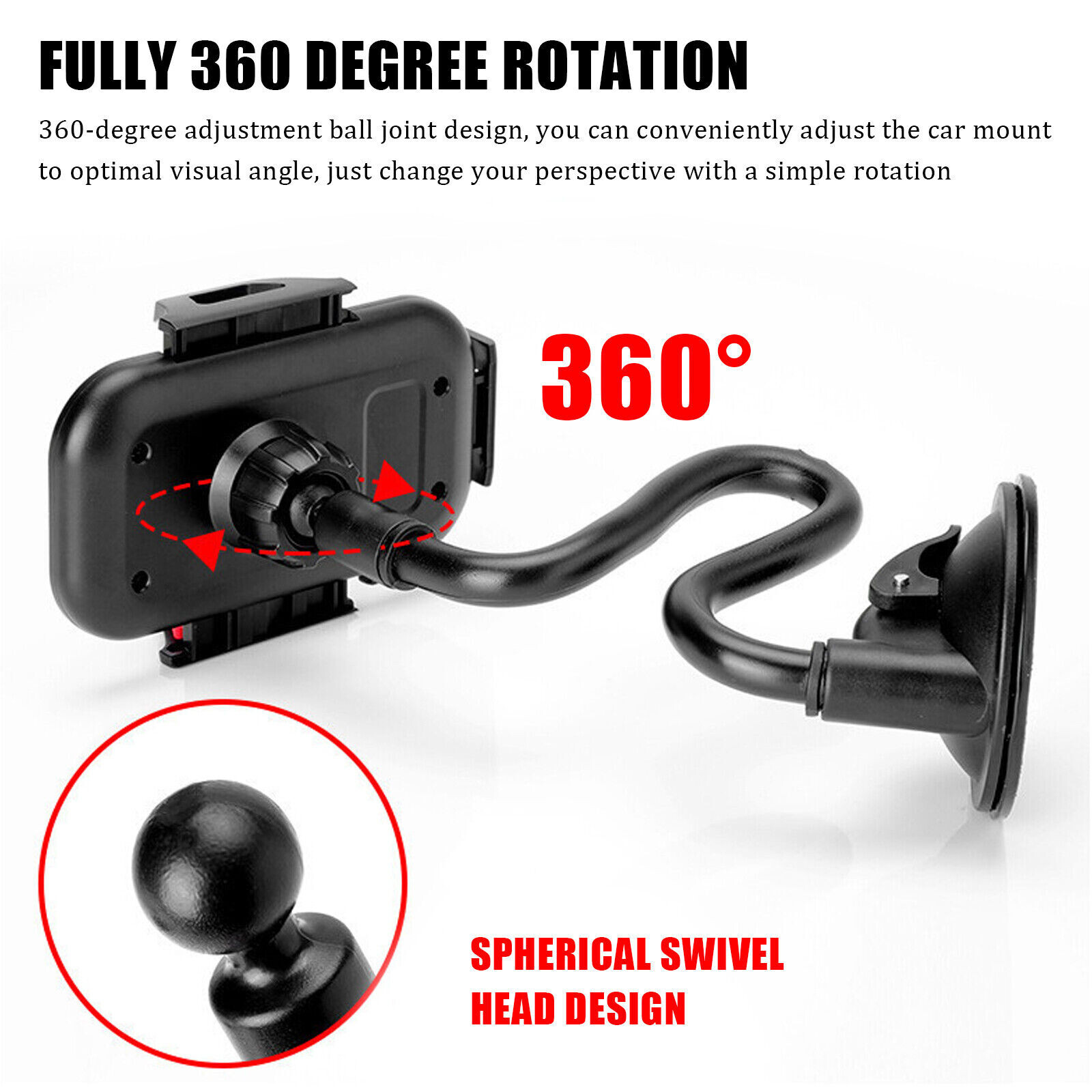 360° Car Windshield Mount Cradle Holder Stand For iPhone Mobile Cell Phone GPS