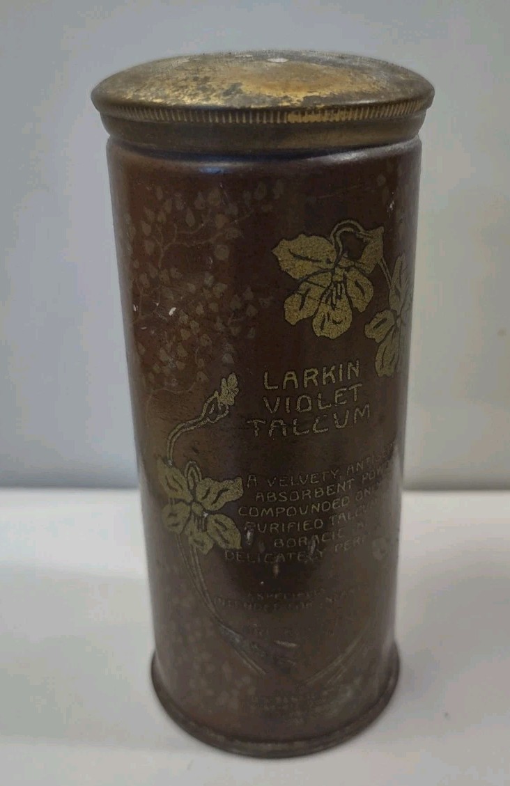 Antique Larkin Violet Talcum Powder Vanity Advertising Tin Buffalo NY