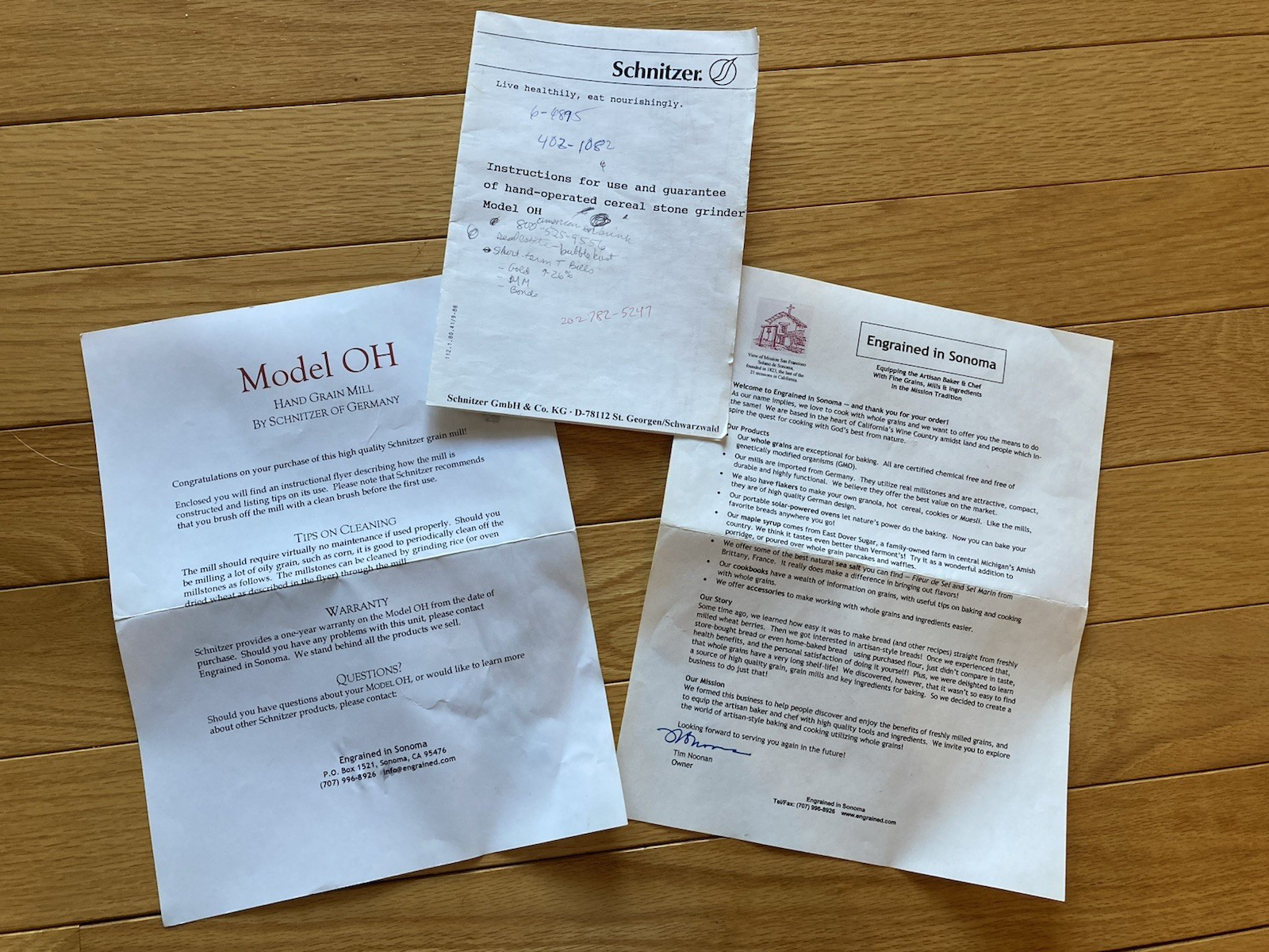 Schnitzer Model OH Hand Grain Mill--millstone & durable metal frame--GERMANY