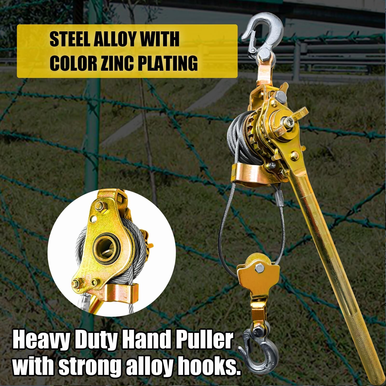 2 Ton 4400LB, Come Along Winch, Heavy Duty Cable Puller, Rope Come Along Puller