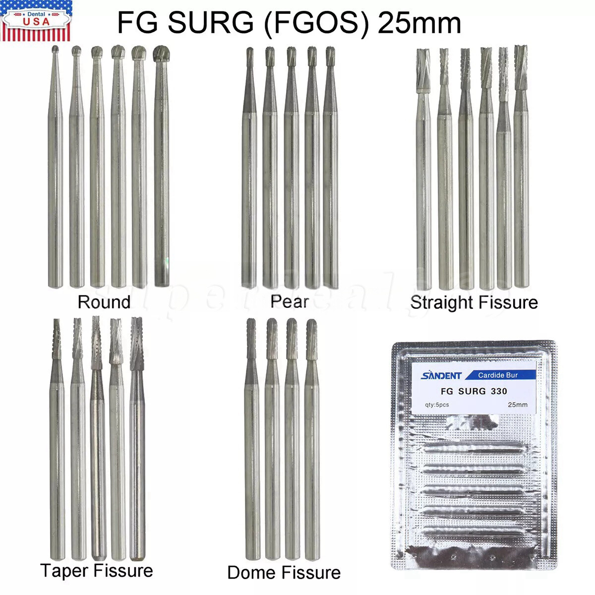 Dental Surgical Length Bur Round Long 4 557 330 25mm Carbide For High Speed ns