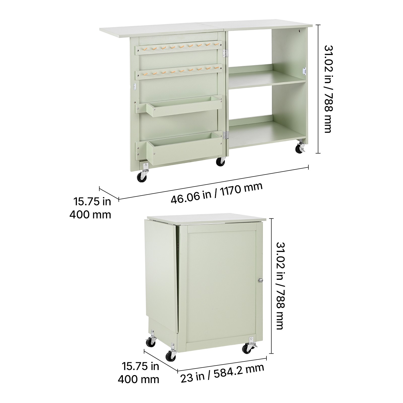 Uimoso Folding Multipurpose Sewing Table with Compact Design, Light Green