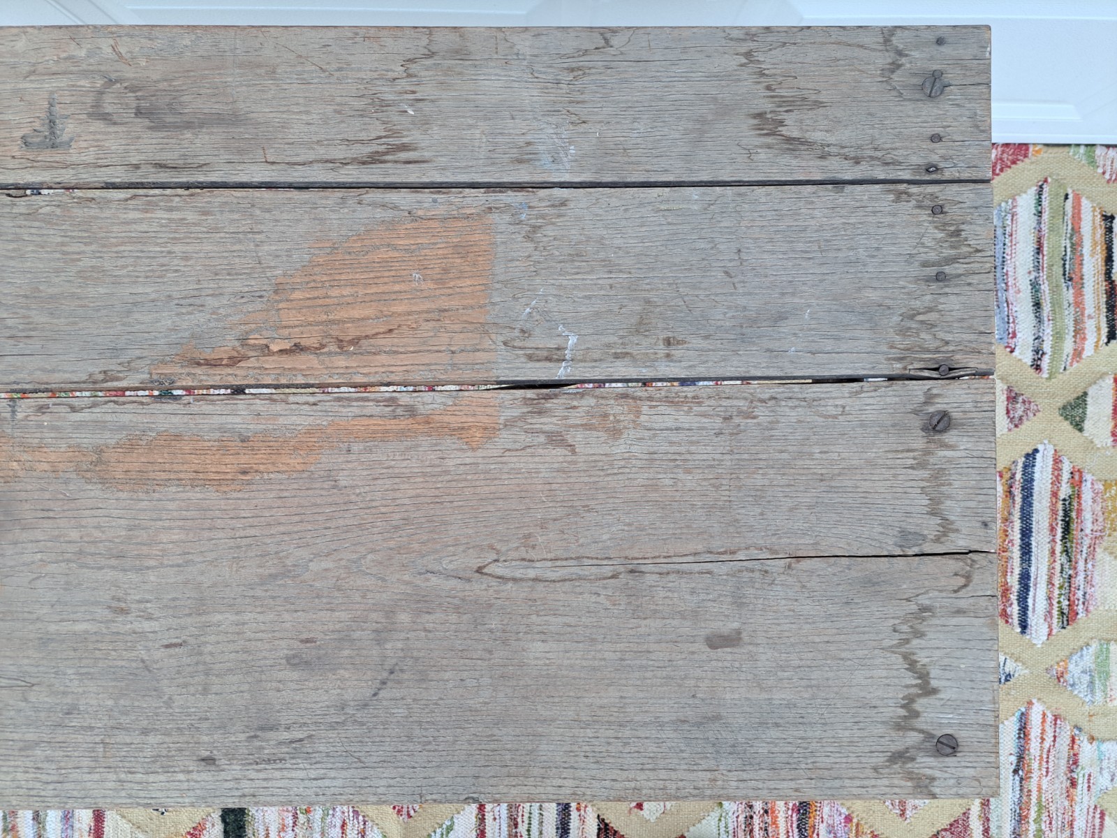 Antique Oak Folding Table No. 1 Primitive Distressed Needs Work