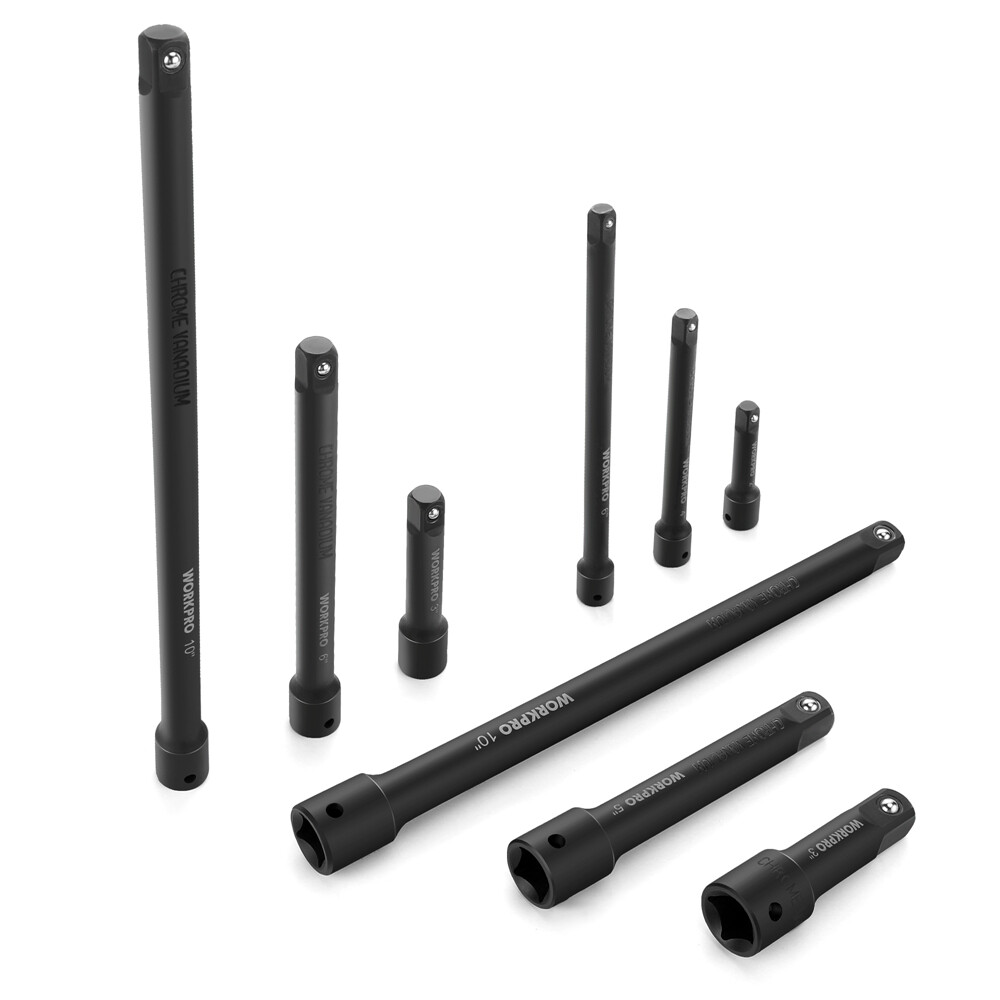 WORKPRO 9PC Impact Socket Driver Extension Bar Set 1/4" 3/8" 1/2 Drive Extension