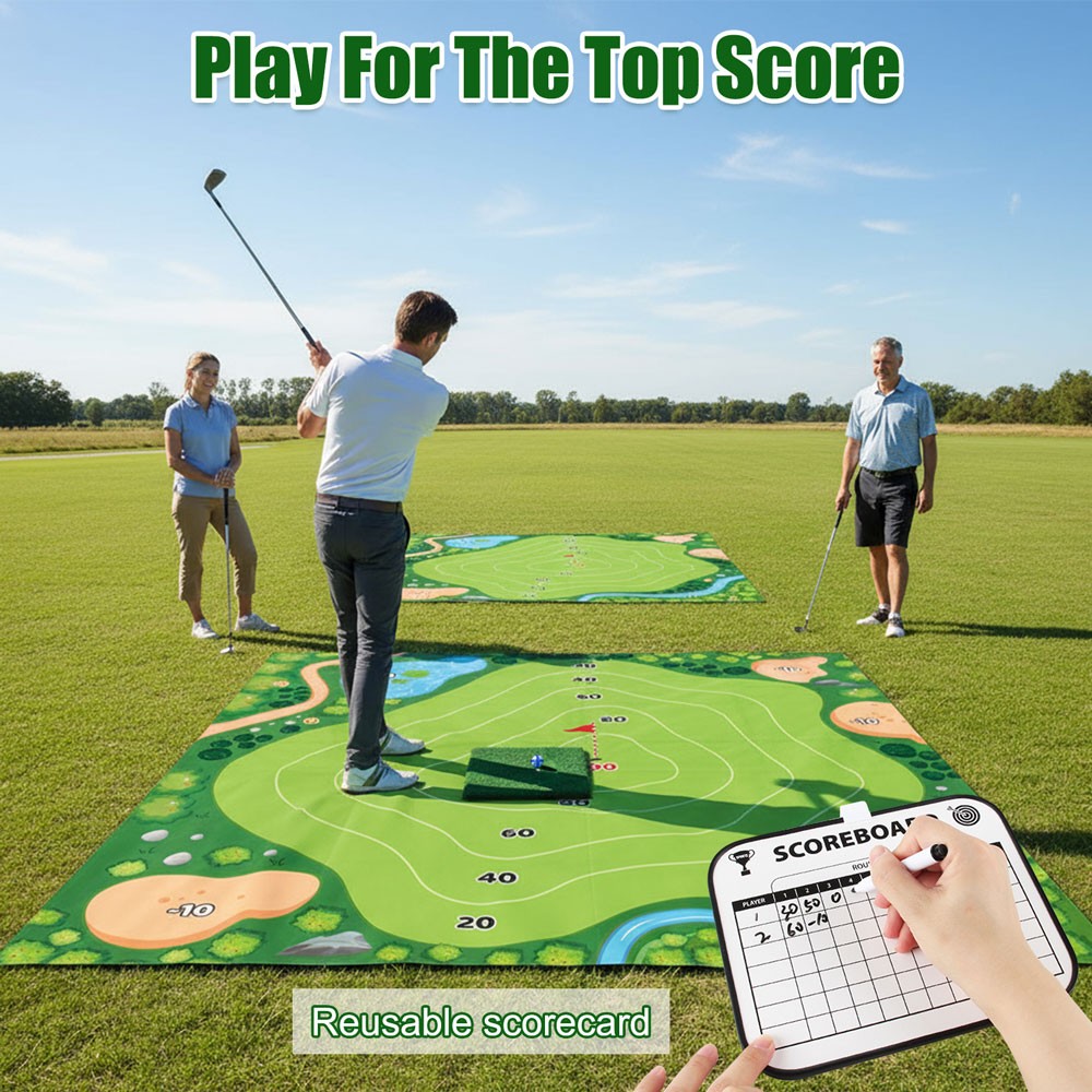 Battle Golf Chipping Game Mat Set Adults Kids Practice Indoor Outdoor Backyard
