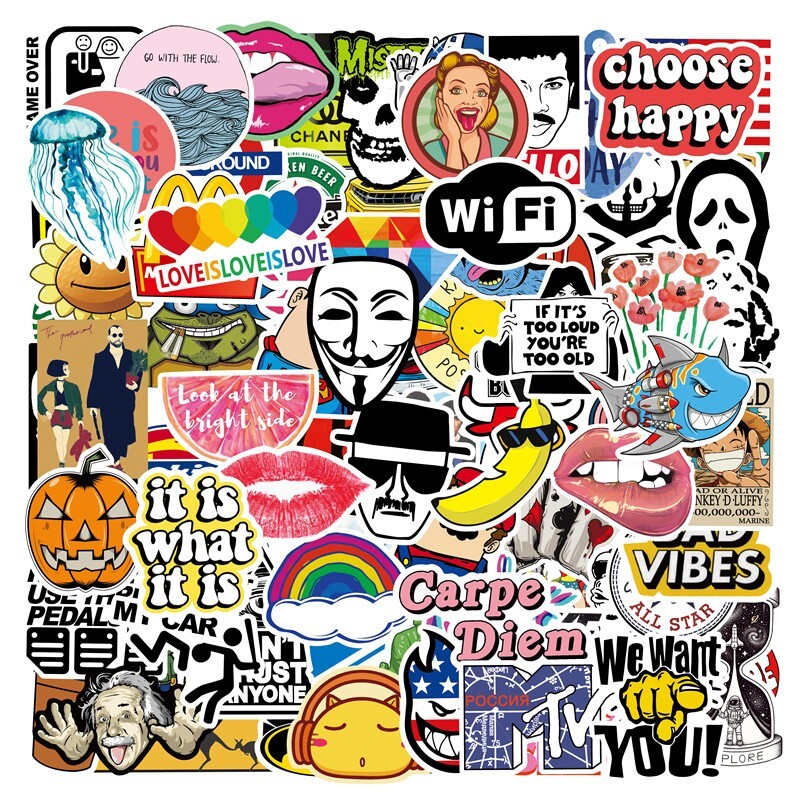100 Random Skateboard Stickers Bomb Vinyl Laptop Luggage Decals Dope Sticker Lot
