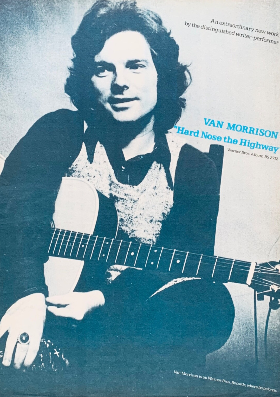 VAN MORRISON 1973 original POSTER ADVERT HARD NOSE THE HIGHWAY Warner Records