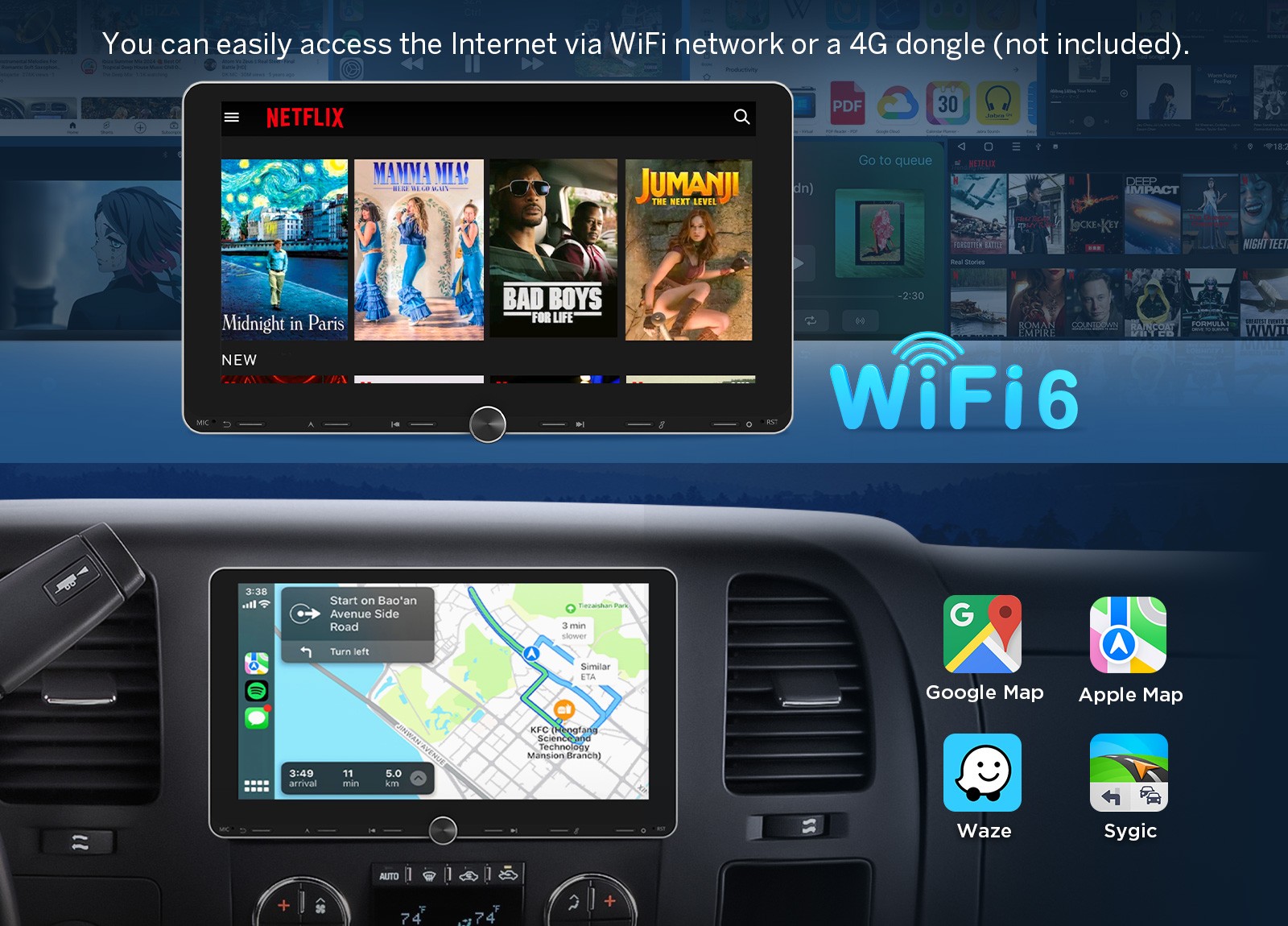 Eonon UX7A Plus 10.1" IPS Android 14 4+64G 2DIN GPS CarPlay Car Stereo Radio DSP