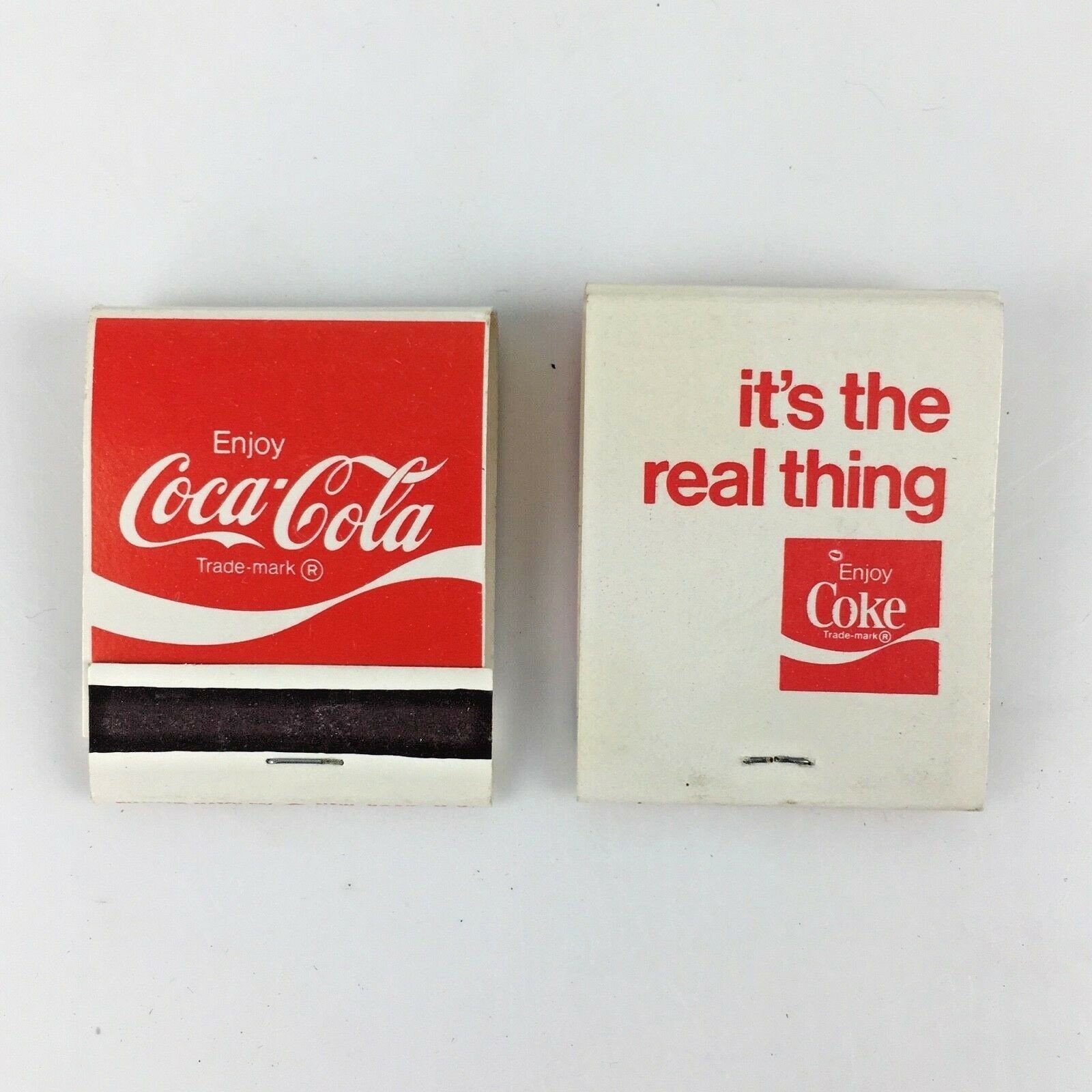 Lot 2 COCA COLA Matchbook Covers Coke Coca-Cola Real Thing Vintage Man Gift