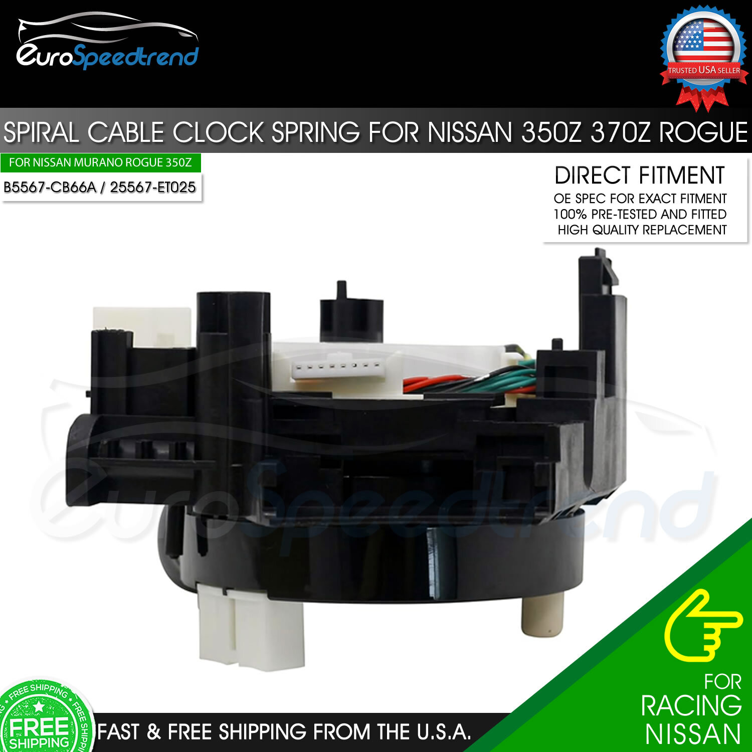 Spiral Cable Clock Spring for Nissan Versa Murano Rogue B5567-CB66A 25567-ET025