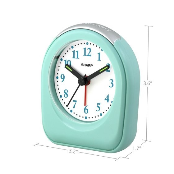 SHARP 2-Pack Mint Small Travel Alarm Clock Battery Operated Quartz Analog
