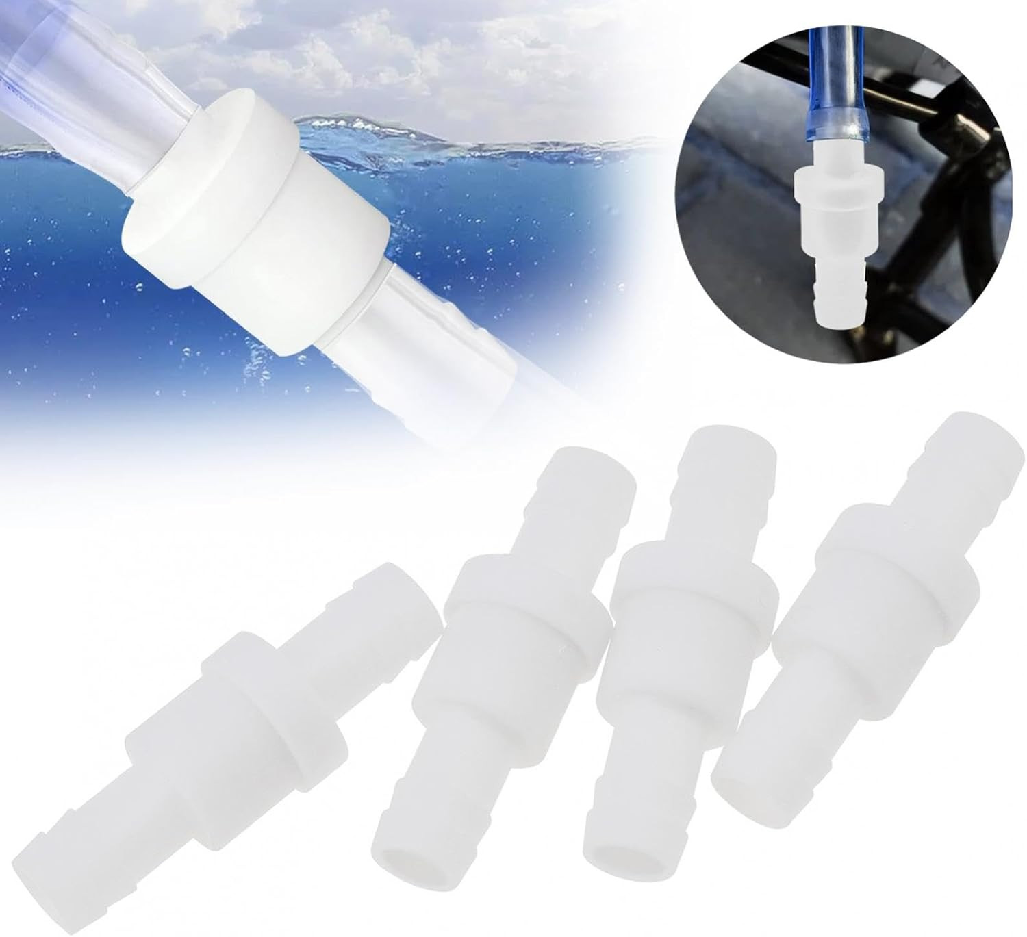 4Pcs 1/2Inch Check Valve, PNXKTXO One Way Inline Check Valve Wear-Resistant Non