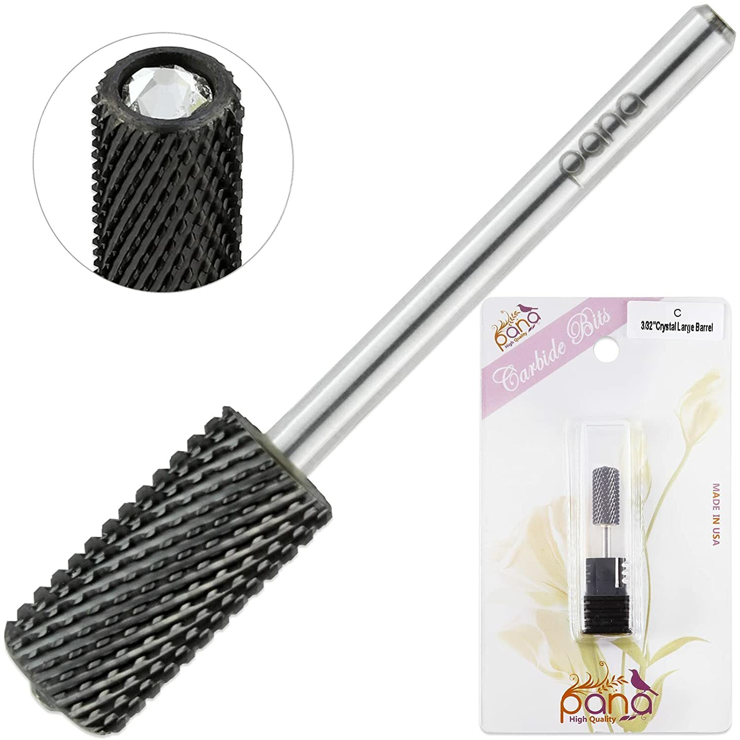 PANA Crystal Top Large/Small Barrel Nail Carbide Bit-Shank 3/32" - Gold/Silver