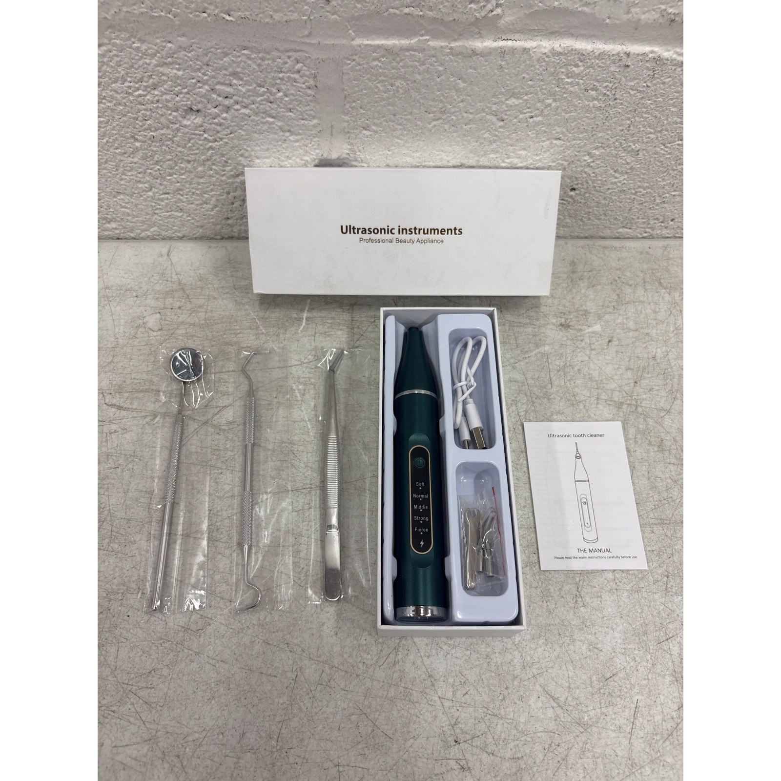 Ultrasonic Tooth Cleaner Tartar Plaque Remover Electric Dental Whiten Kit Green