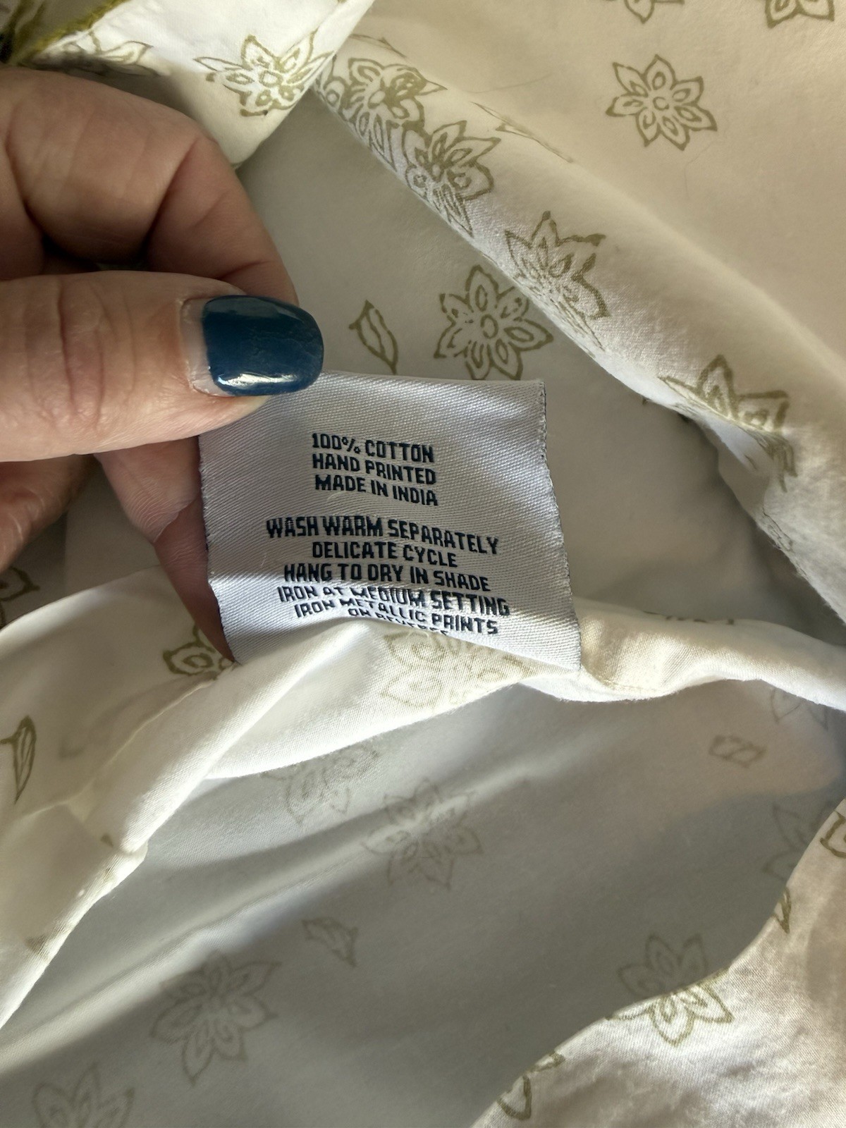 TWIN John Robshaw Organic Cotton Sage Green floral Duvet Cover - Owned (2 Avail)