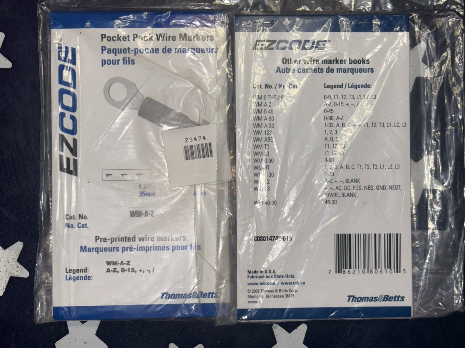 Two T&B WM-A-Z Preprinted Wire Marker Book #A-Z 0-15 10 Page Book TWO BOOKS