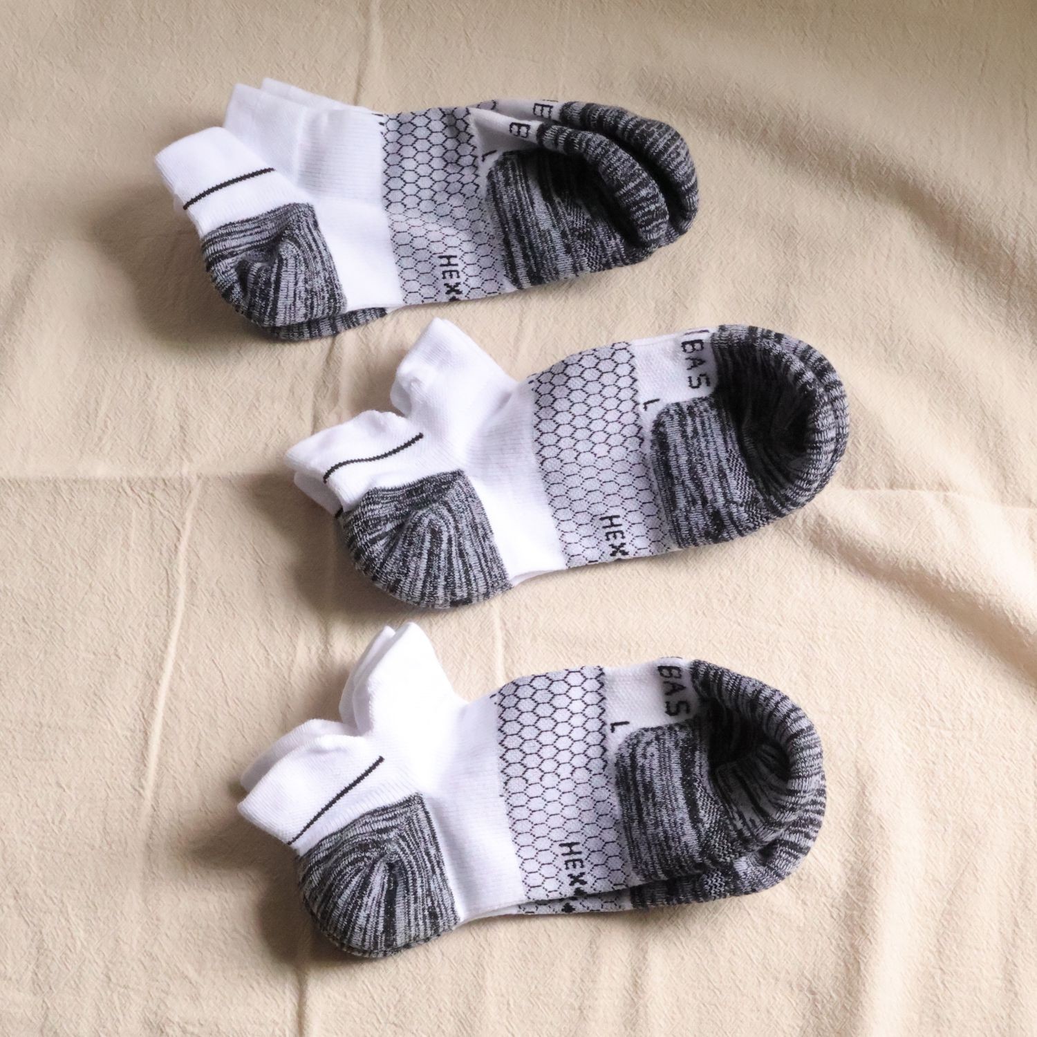 3-Pack Bombas Women's Running Ankle Socks White Size M