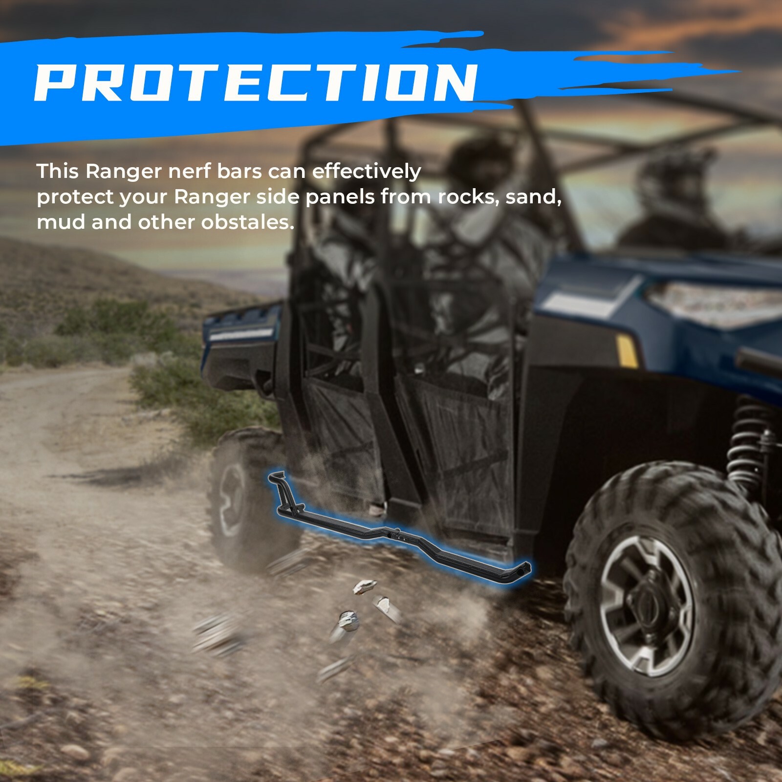 Rock Sliders Nerf Bars Side Steps for the Polaris Ranger Crew XP 1000 2019-2025