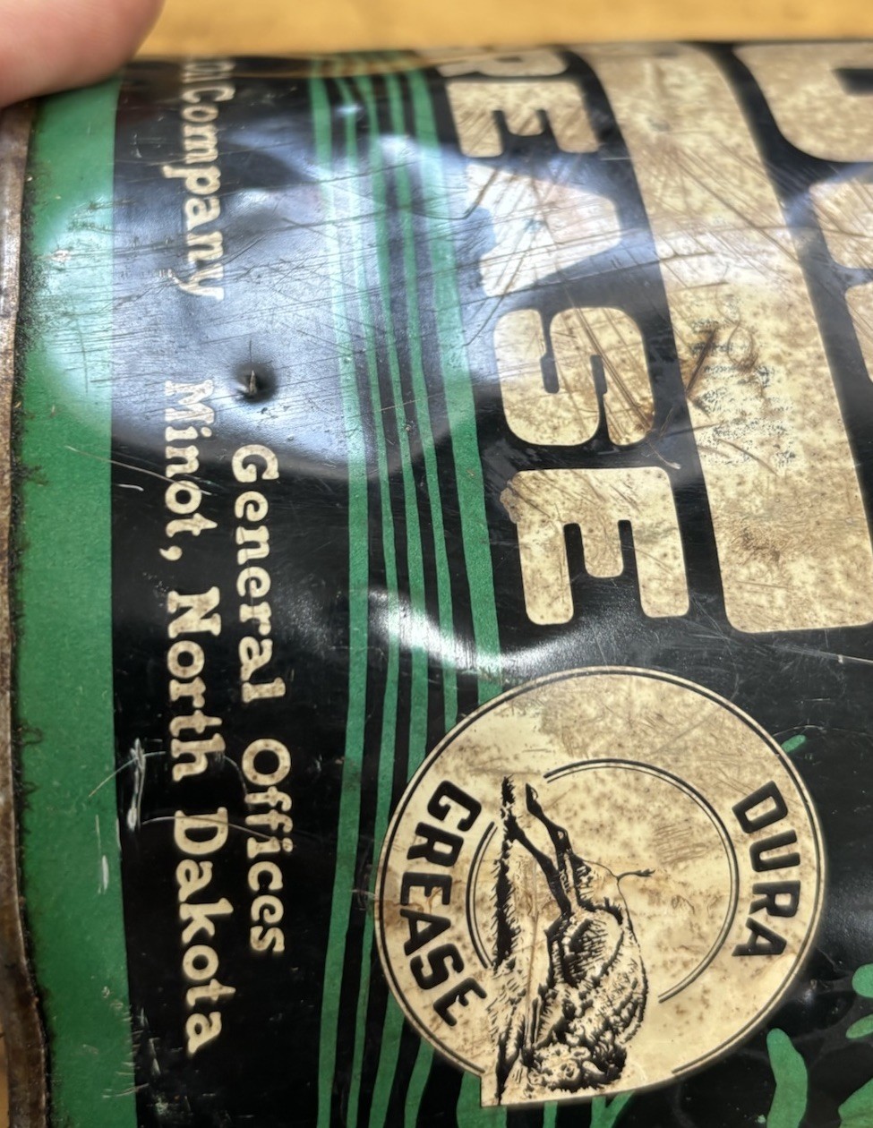 Westland Oil Company dura grease tin pail Minot North Dakota Can Vintage