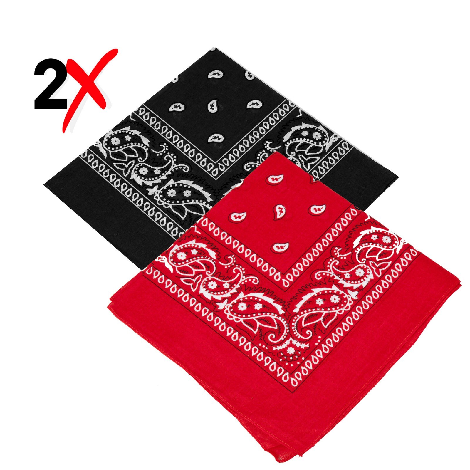 2 Pack Bandana 100% Cotton Paisley Print Double-Sided Scarf Head Neck Face Mask